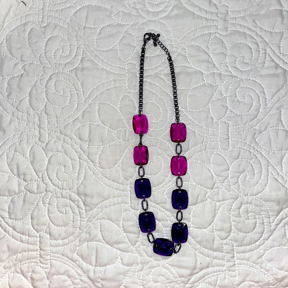 Purple and pink jewel necklace